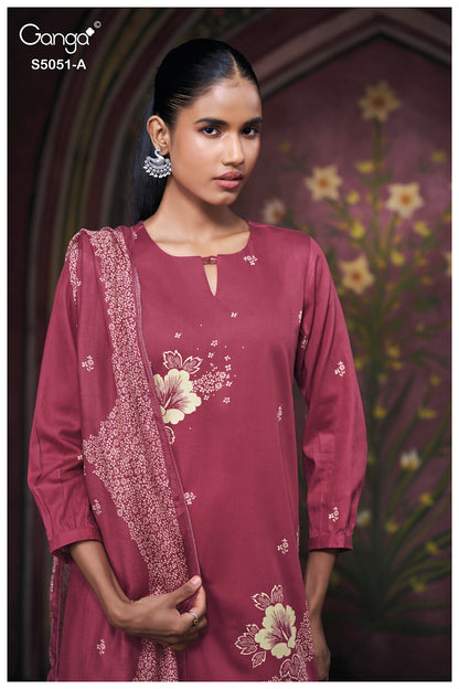 Mysha S5051 Ganga Cotton Satin Plazzo Style Suits Supplier Ahmedabad