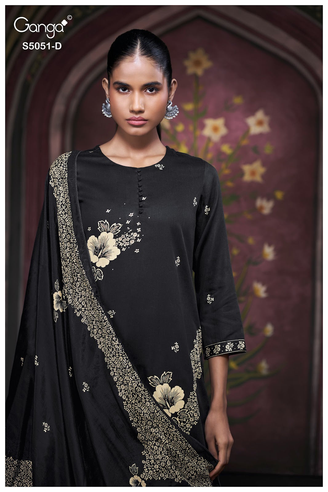 Mysha S5051 Ganga Cotton Satin Plazzo Style Suits Supplier Ahmedabad