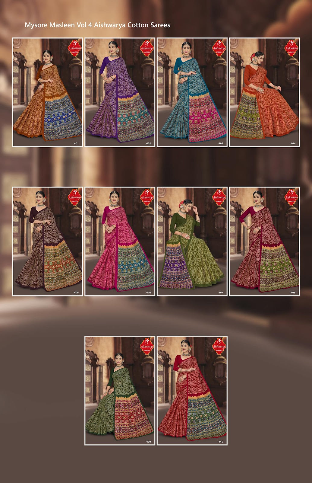 Mysore Masleen Vol 4 Aishwarya Cotton Sarees Supplier Ahmedabad