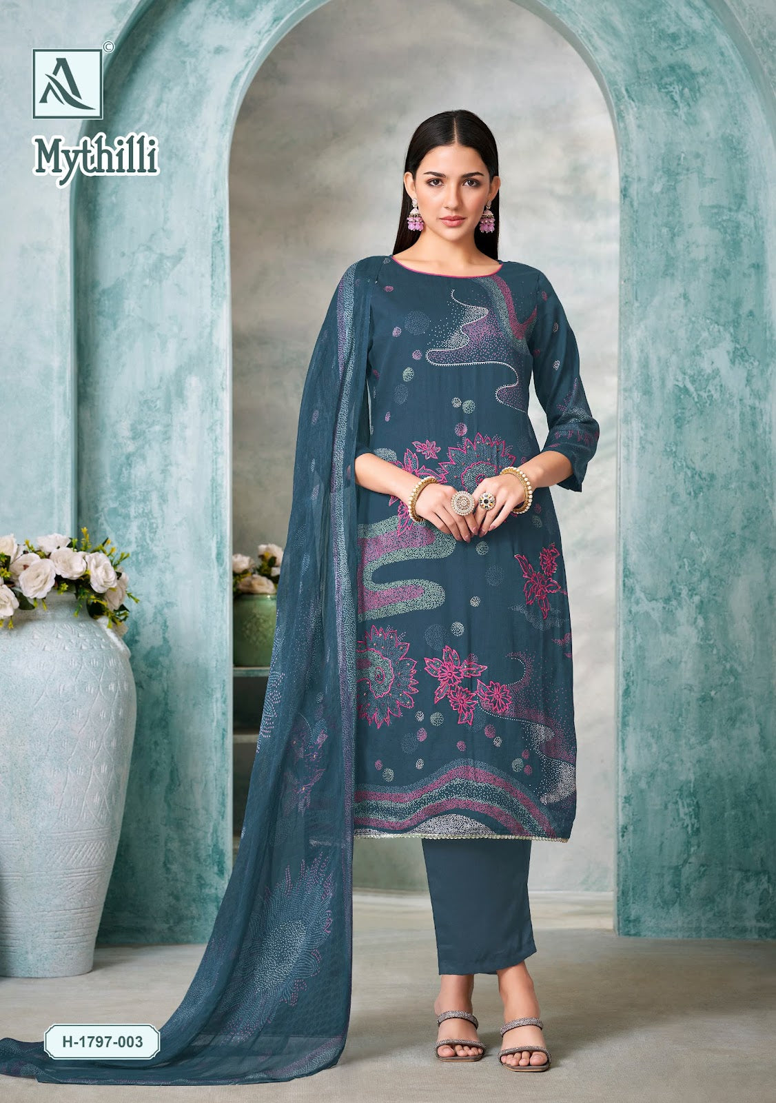 Mythilli Alok Zam Karachi Salwar Suits Wholesaler India