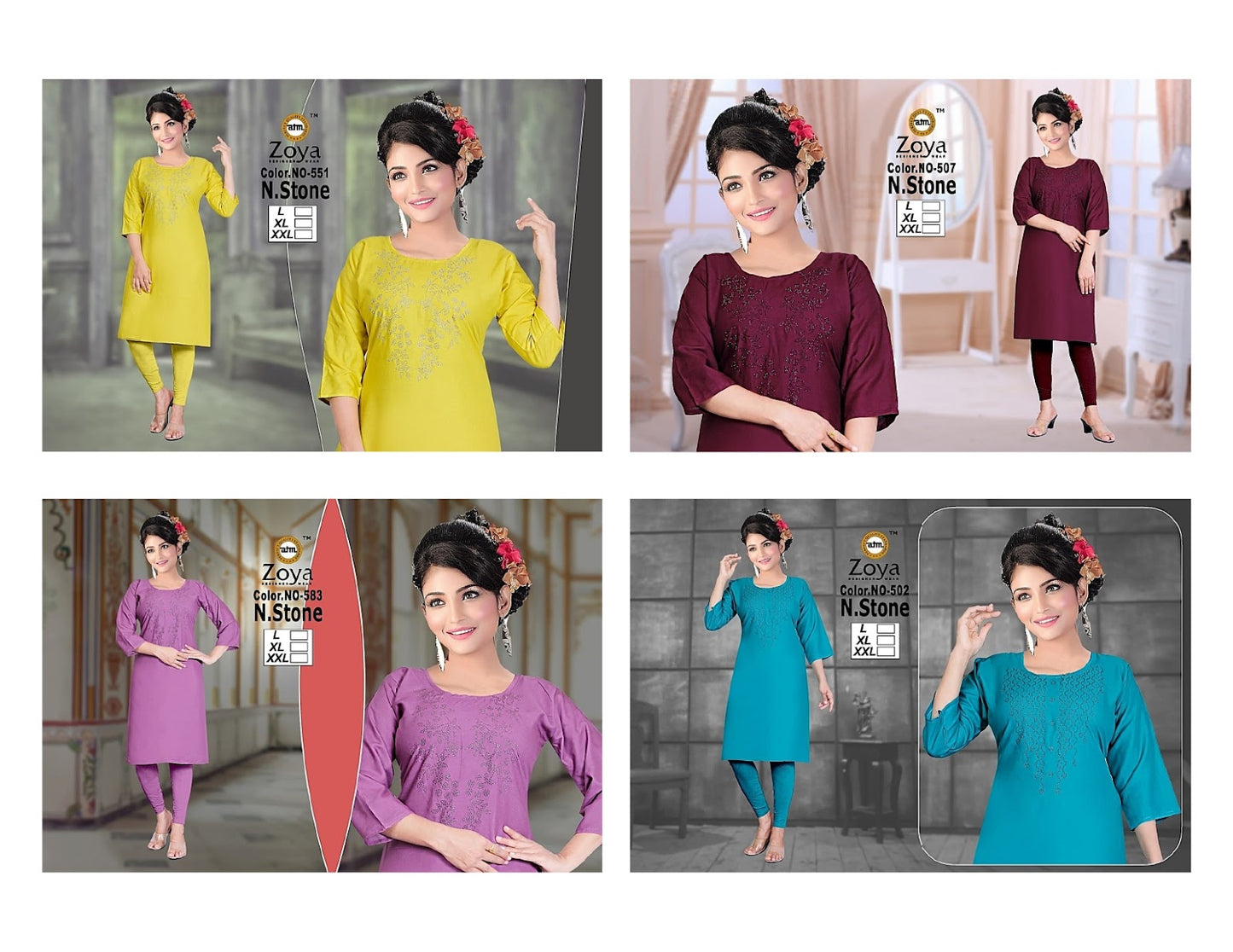N Stone Zoya Rayon Knee Length Kurtis Supplier India