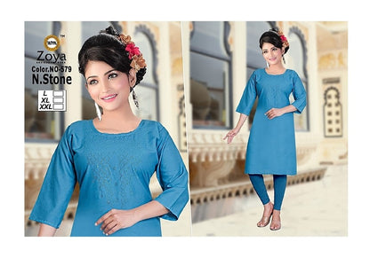 N Stone Zoya Rayon Knee Length Kurtis Supplier India