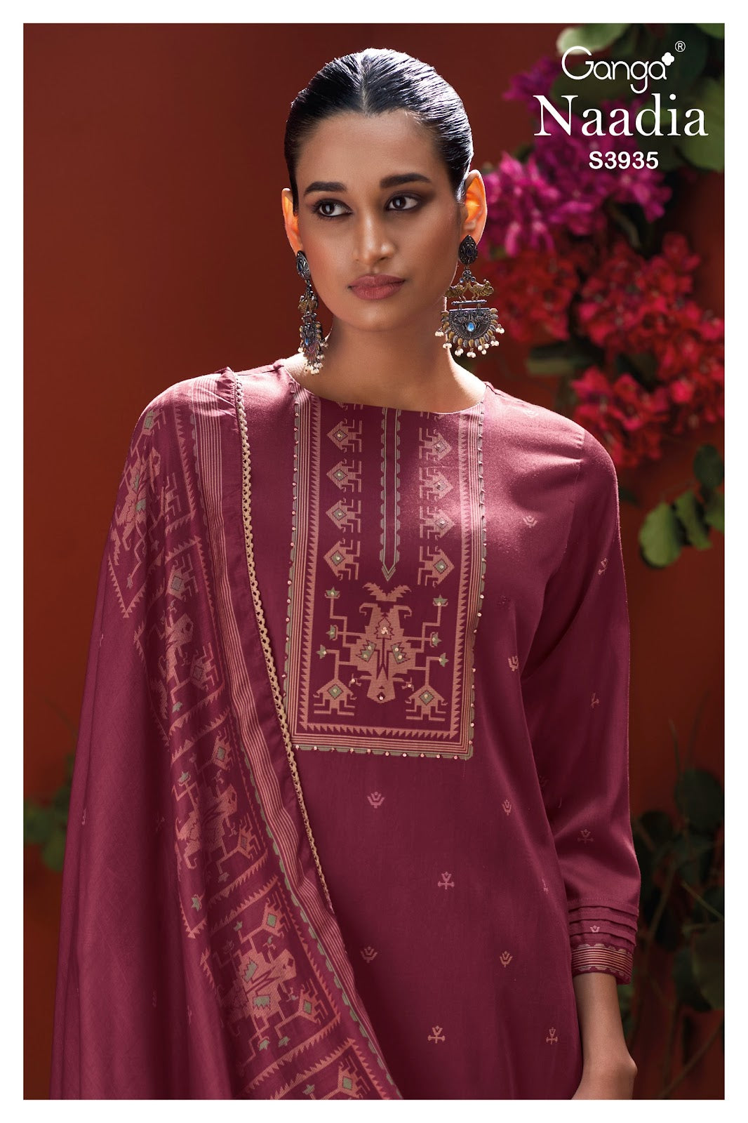 Naadia 3935 Ganga Premium Cotton Plazzo Style Suits Wholesaler India
