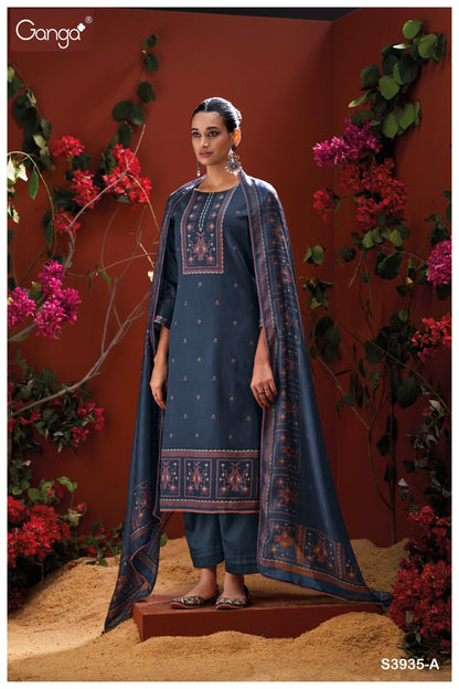 Naadia 3935 Ganga Premium Cotton Plazzo Style Suits Wholesaler India