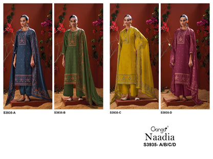 Naadia 3935 Ganga Premium Cotton Plazzo Style Suits Wholesaler India