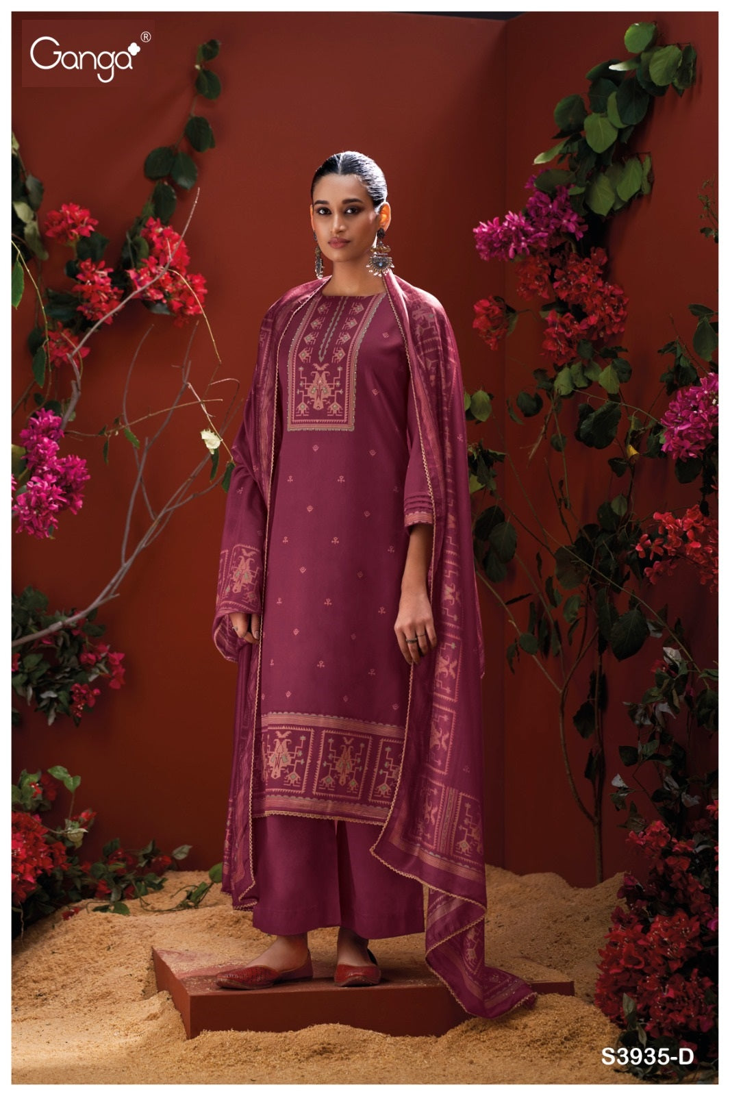 Naadia 3935 Ganga Premium Cotton Plazzo Style Suits Wholesaler India