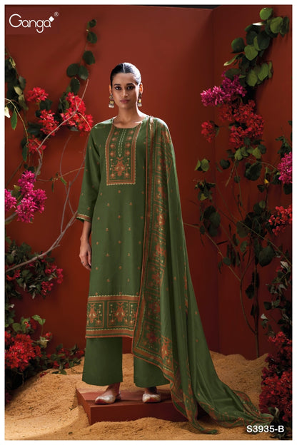 Naadia 3935 Ganga Premium Cotton Plazzo Style Suits Wholesaler India