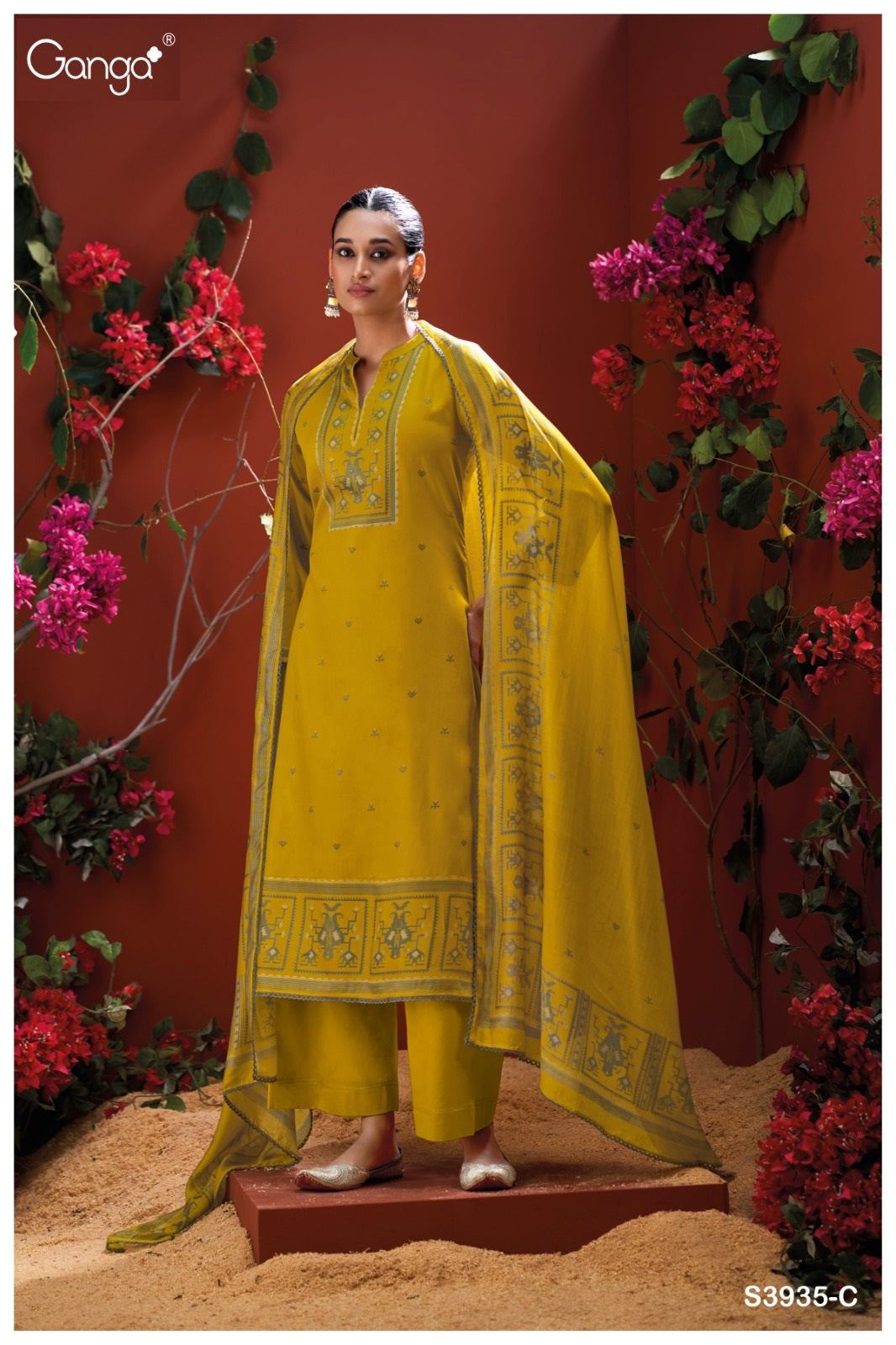 Naadia 3935 Ganga Premium Cotton Plazzo Style Suits Wholesaler India