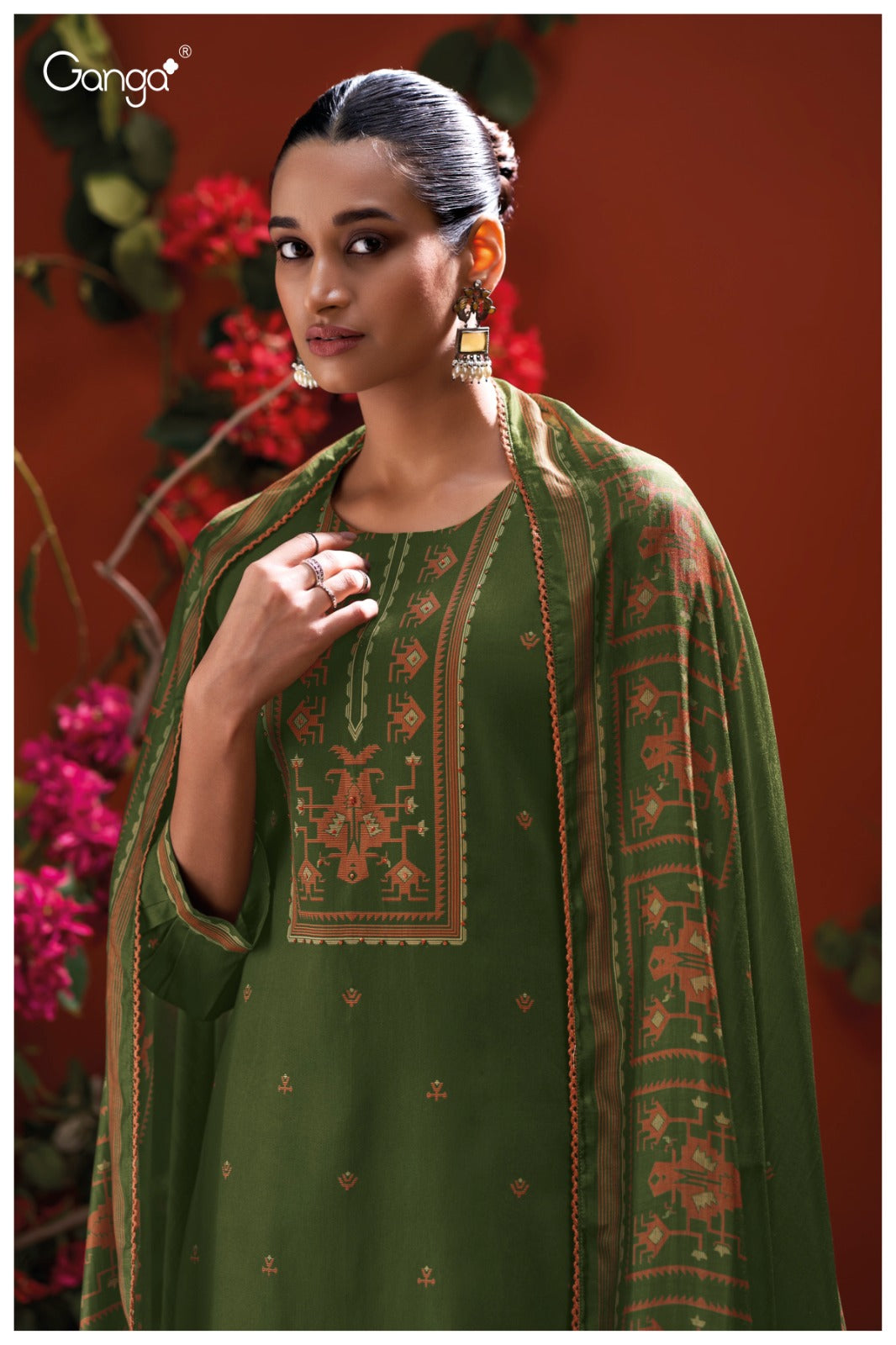 Naadia 3935 Ganga Premium Cotton Plazzo Style Suits Wholesaler India