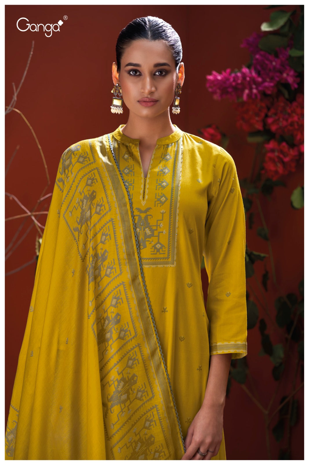 Naadia 3935 Ganga Premium Cotton Plazzo Style Suits Wholesaler India