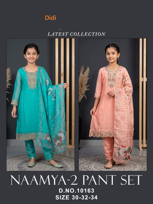 Naamya 2 Dn 10163 Didi Silk Girls Readymade Pant Suits Exporter Gujarat
