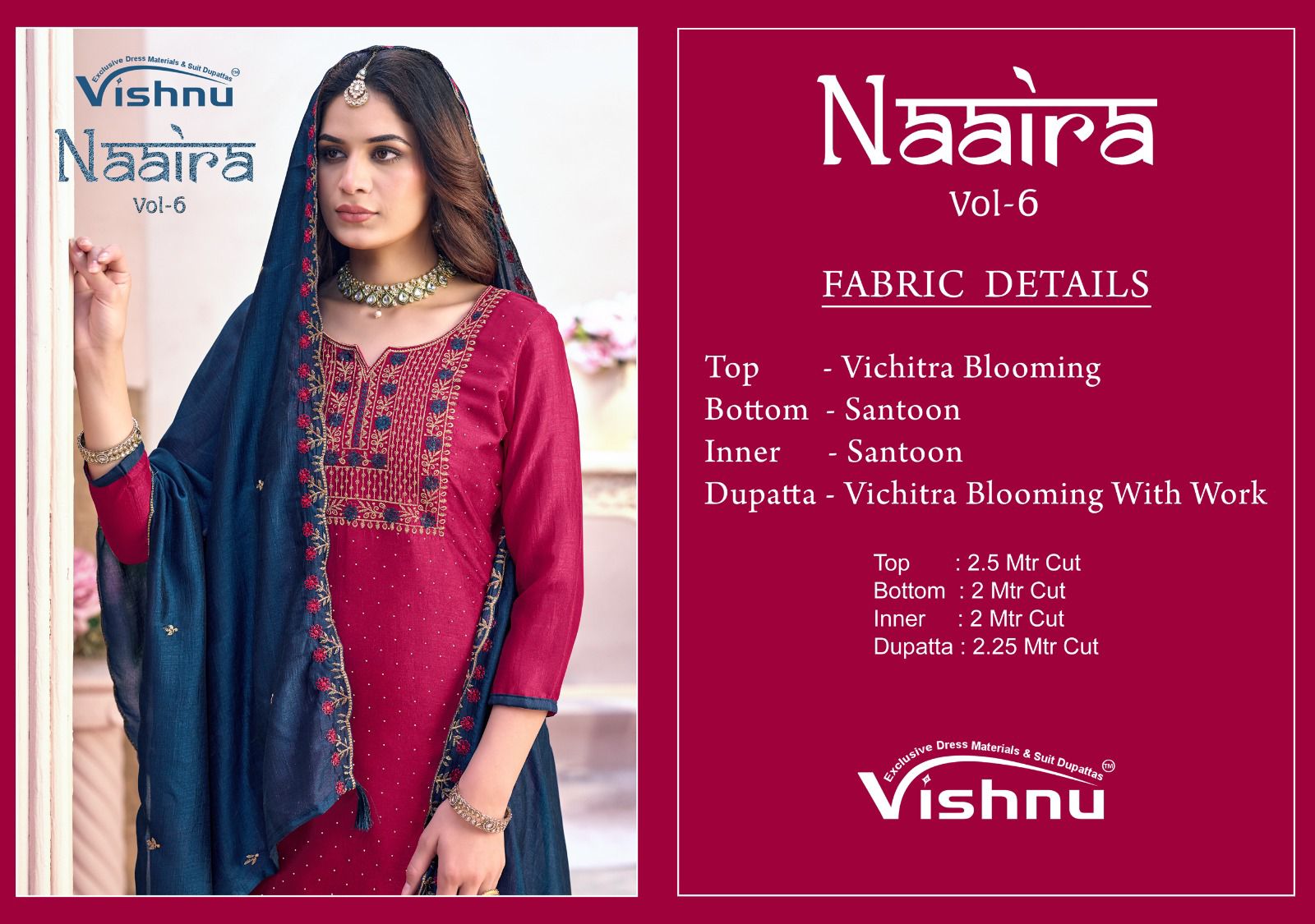 Naaria Vol 6 Vishnu Impex Vichitra Pant Style Suits Supplier Ahmedabad