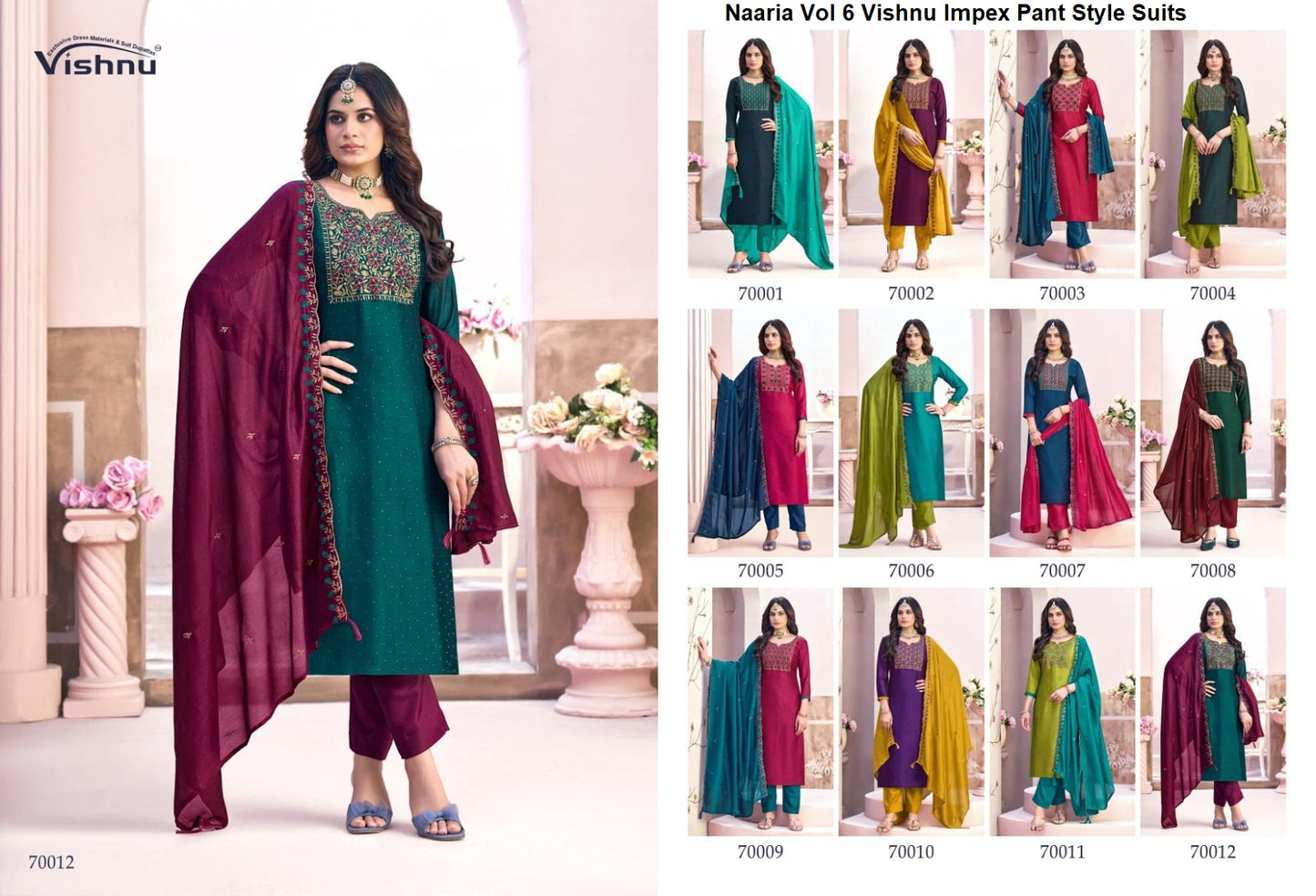 Naaria Vol 6 Vishnu Impex Vichitra Pant Style Suits Supplier Ahmedabad