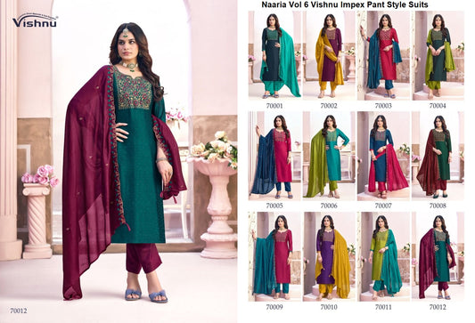 Naaria Vol 6 Vishnu Impex Vichitra Pant Style Suits Supplier Ahmedabad