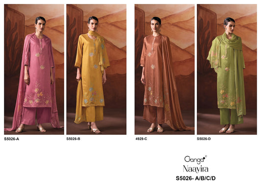 Naayira S5026 Ganga Cotton Satin Plazzo Style Suits Wholesale Price