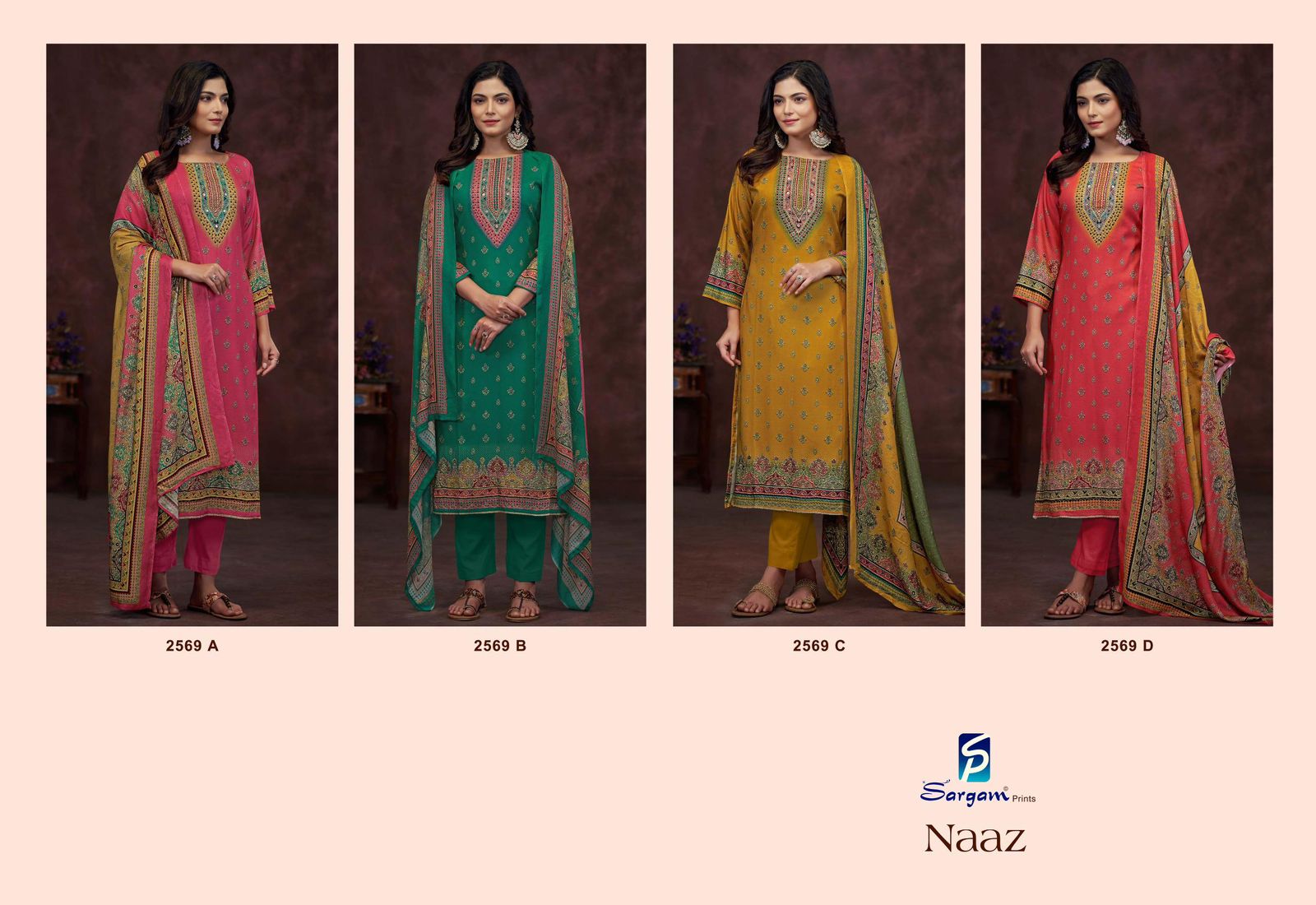 Naaz 2569 Sargam Prints Woolen Pashmina Suits Wholesale