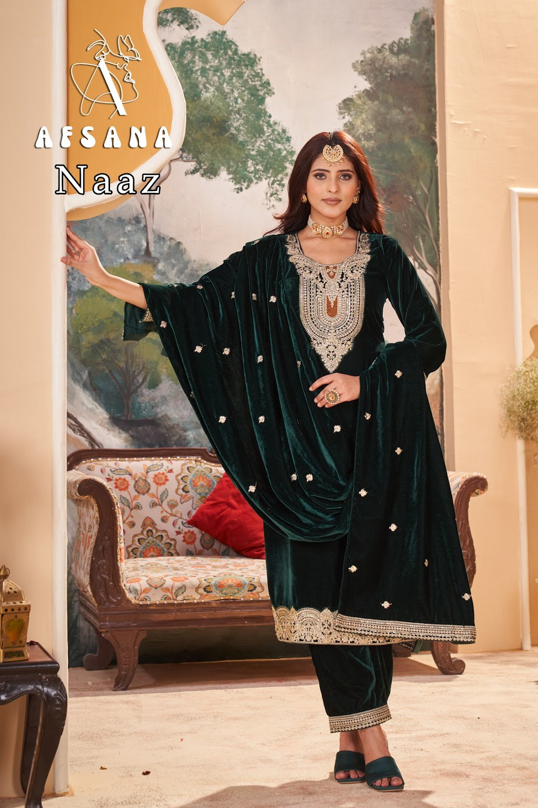 Naaz Afsana Readymade Velvet Suits Wholesaler India