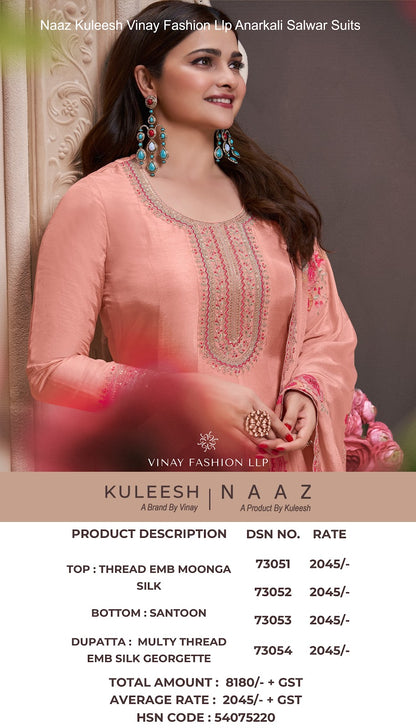Naaz Kuleesh Vinay Fashion Llp Silk Anarkali Salwar Suits Wholesale Price