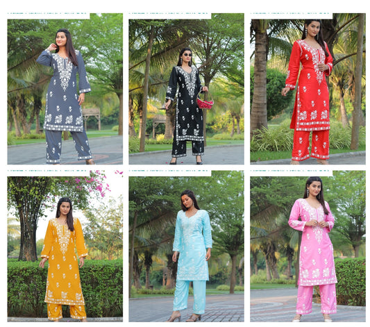 Naaz Rasili Heavy Rayon Kurti Pant Set Supplier