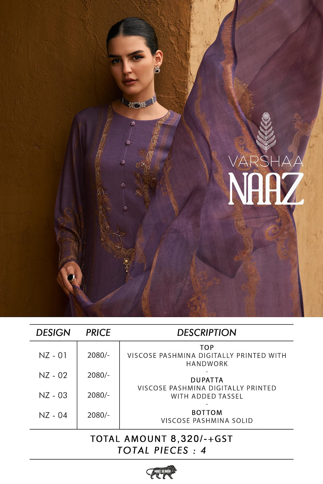 Naaz Varshaa Viscose Pashmina Suits Wholesale Price