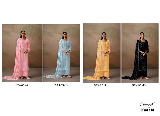 Naazia 2463 Ganga Cotton Linen Plazzo Style Suits