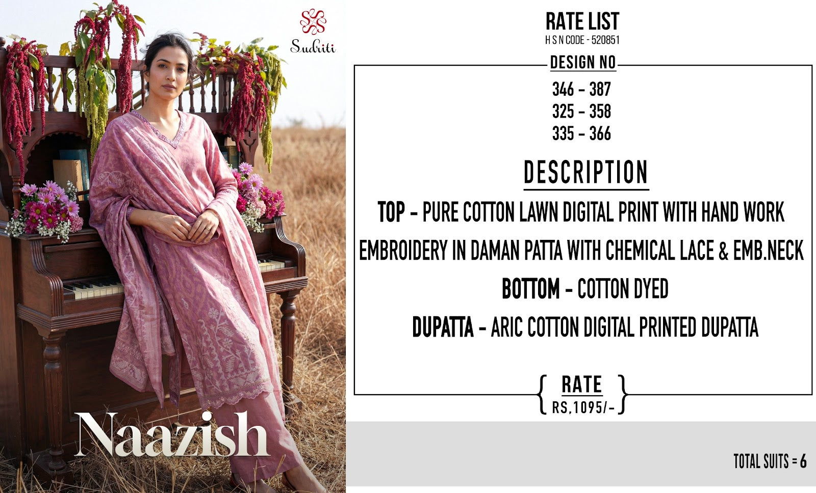Naazish Sudriti Sahiba Cotton Lawn Pakistani Salwar Suits Supplier Gujarat