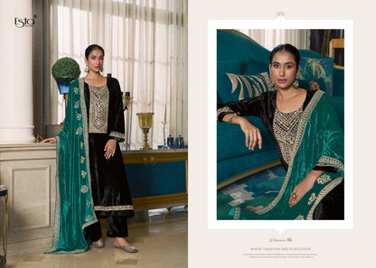 Naazneen Esta Designs Pure Silk Velvet Suits Exporter Ahmedabad