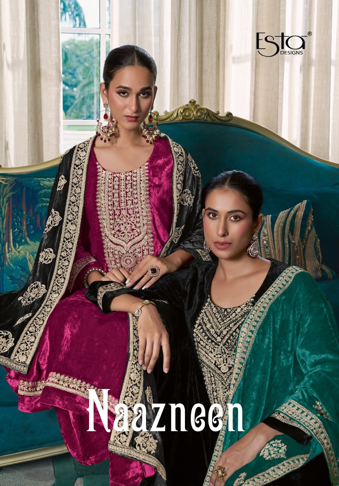 Naazneen Esta Designs Pure Silk Velvet Suits Exporter Ahmedabad