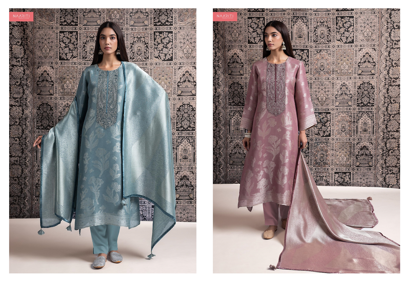 Nabeel Naariti Silk Jacquard Pant Style Suits Manufacturer India