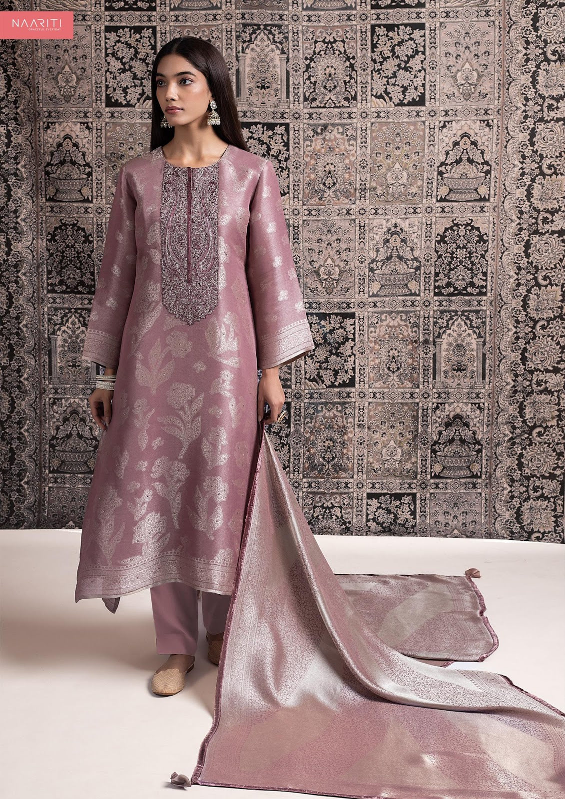 Nabeel Naariti Silk Jacquard Pant Style Suits Manufacturer India