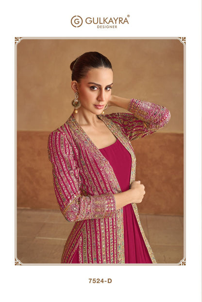 Nabiya With Jacket Gulkayra Designer Georgette One Piece Gown Wholesale Rate