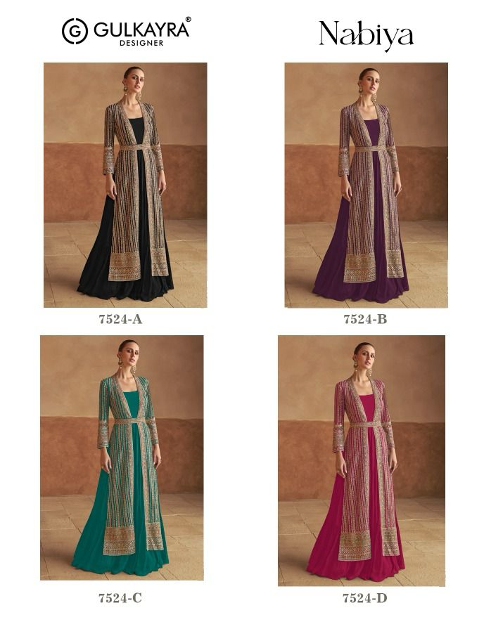 Nabiya With Jacket Gulkayra Designer Georgette One Piece Gown Wholesale Rate