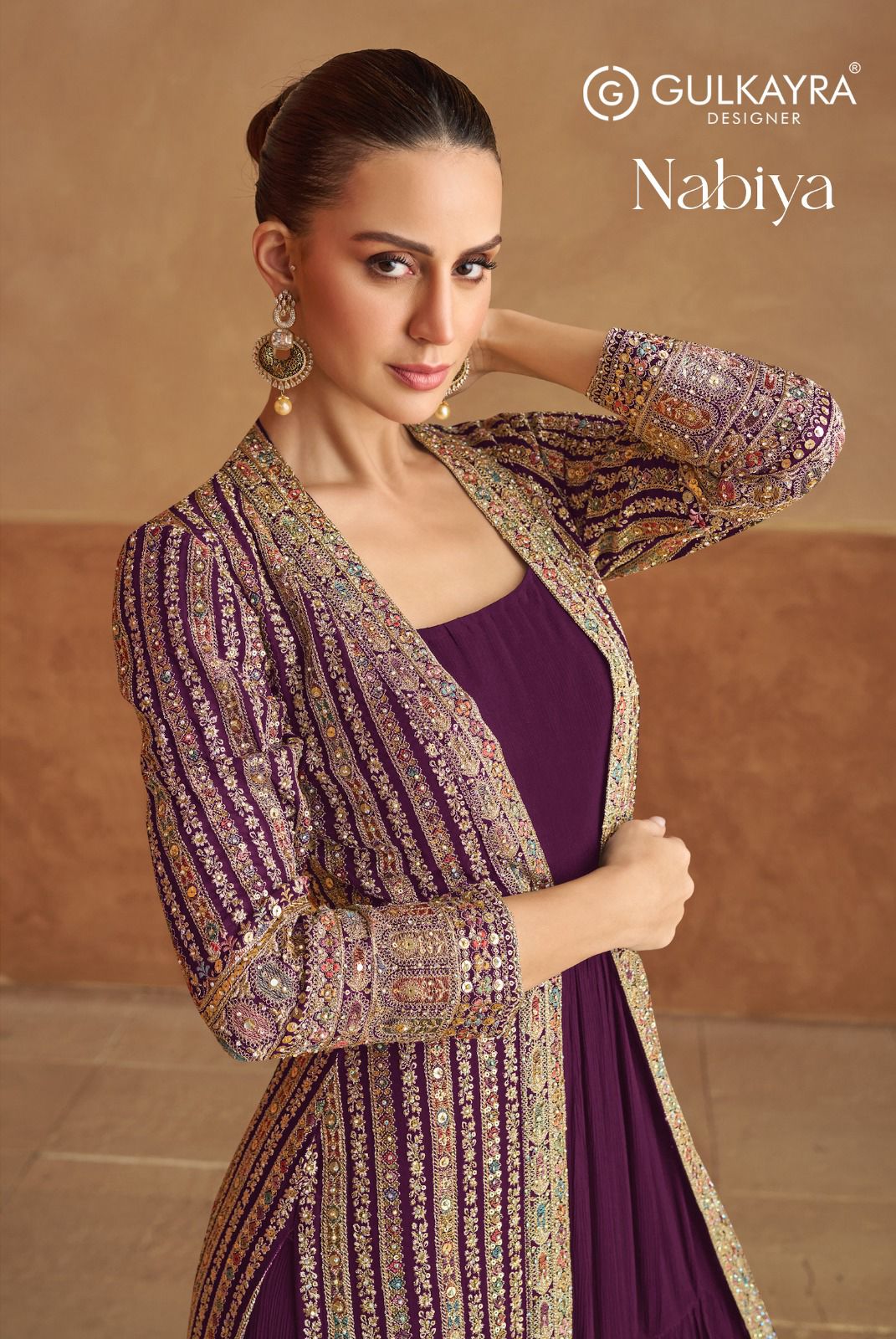 Nabiya With Jacket Gulkayra Designer Georgette One Piece Gown Wholesale Rate