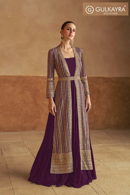 Nabiya With Jacket Gulkayra Designer Georgette One Piece Gown Wholesale Rate