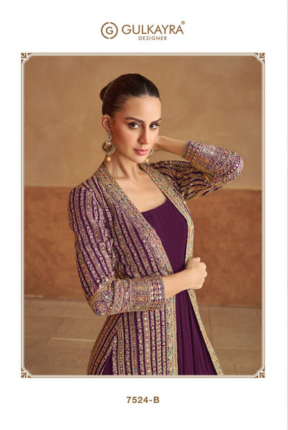 Nabiya With Jacket Gulkayra Designer Georgette One Piece Gown Wholesale Rate