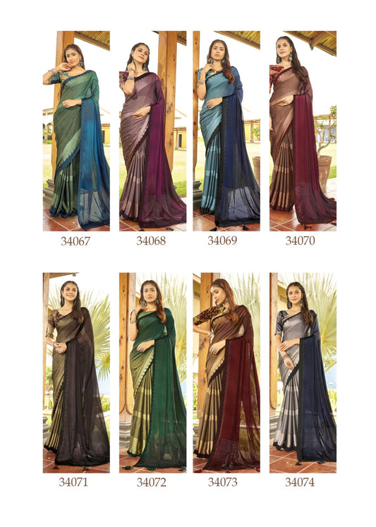 Nackless Vallabhi Prints Chiffon Sarees Wholesale Price