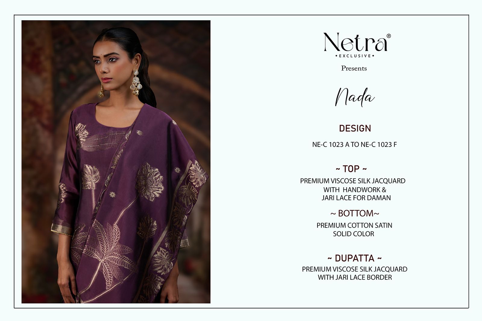 Nada Netra Premium Viscose Pant Style Suits Exporter India