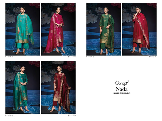 Nada S3355 Ganga Silk Jacquard Plazzo Style Suits Manufacturer Gujarat