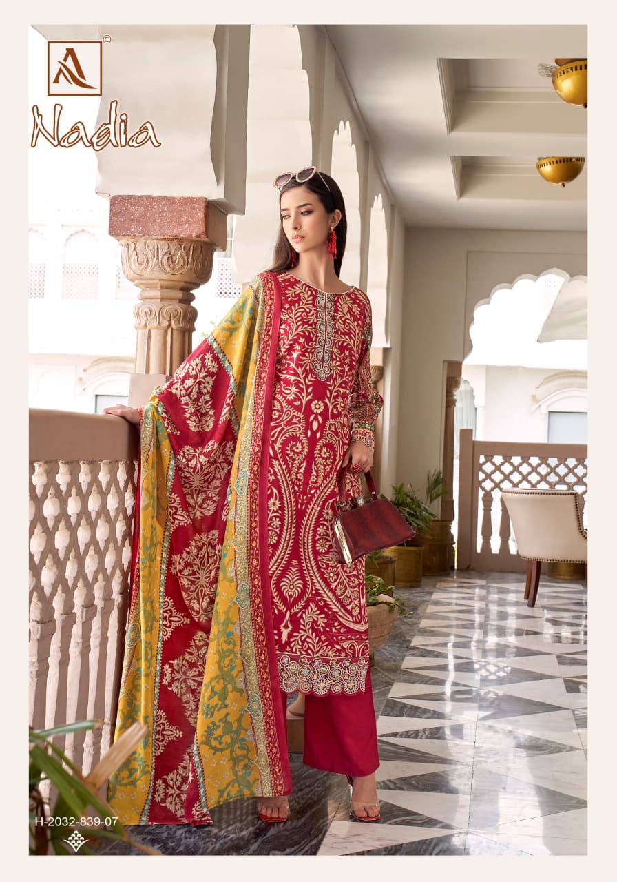 Nadia Alok Cambric Cotton Karachi Salwar Suits Supplier
