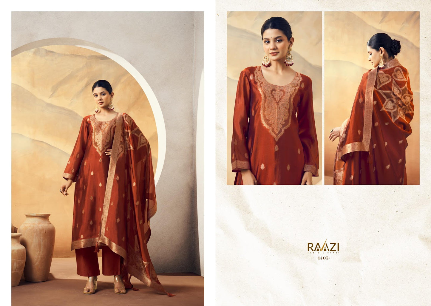 Nadia Raazi Silk Jacquard Pant Style Suits Supplier Gujarat