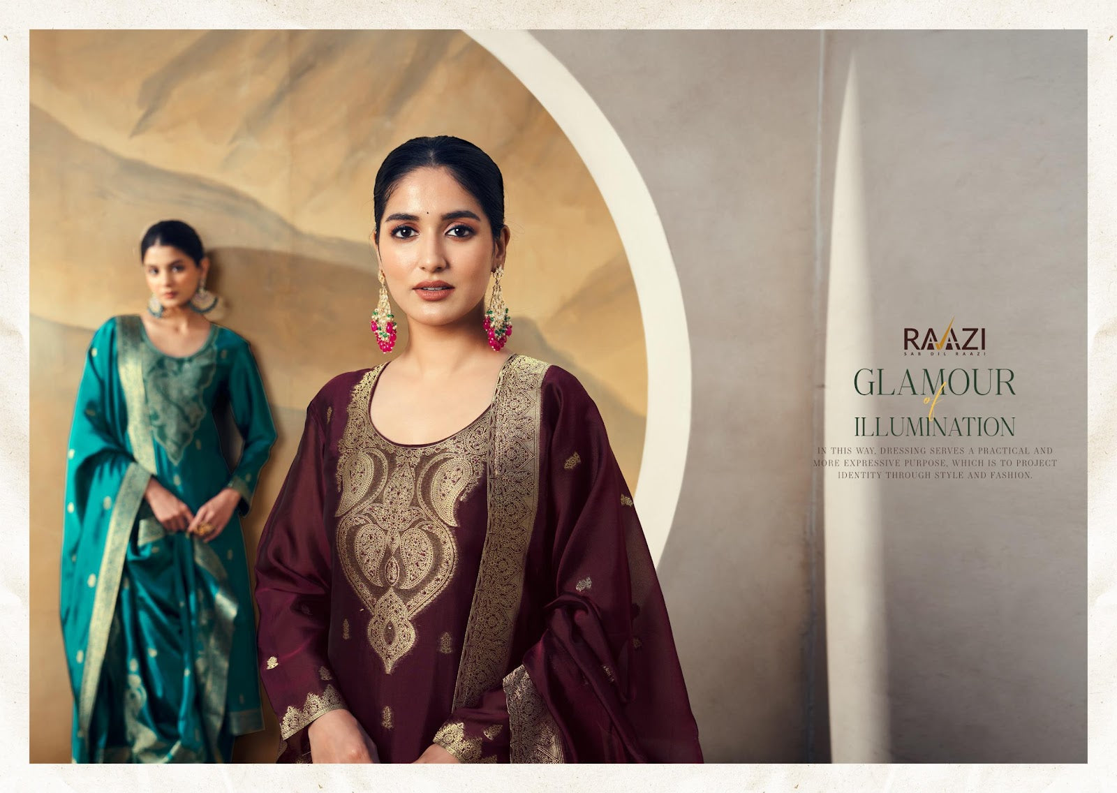 Nadia Raazi Silk Jacquard Pant Style Suits Supplier Gujarat