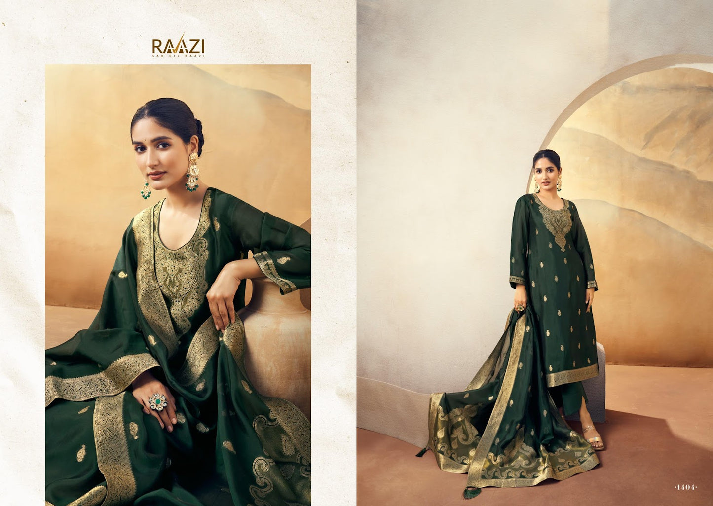 Nadia Raazi Silk Jacquard Pant Style Suits Supplier Gujarat