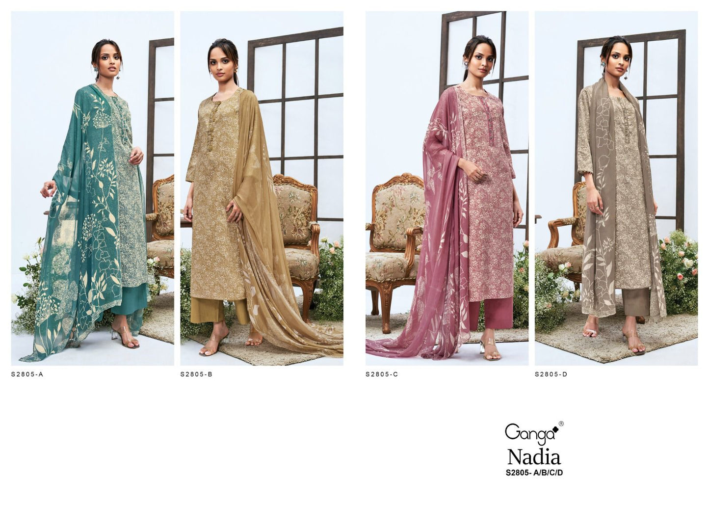 Nadia S2805 Ganga Cotton Plazzo Style Suits Supplier India