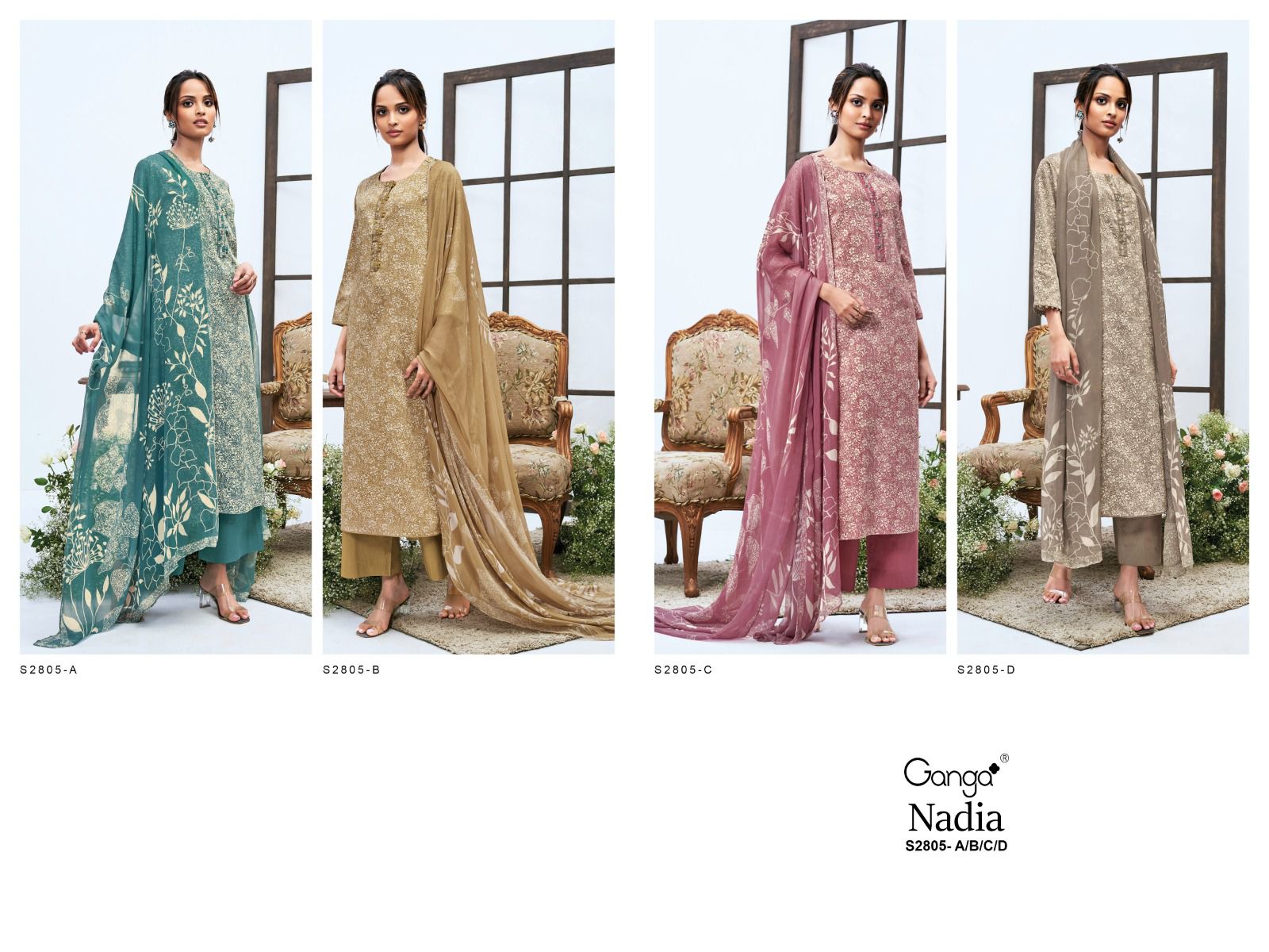 Nadia S2805 Ganga Cotton Plazzo Style Suits Supplier India