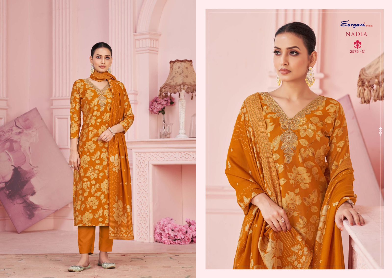 Nadia Sargam Prints Viscose Modal Pant Style Suits Exporter