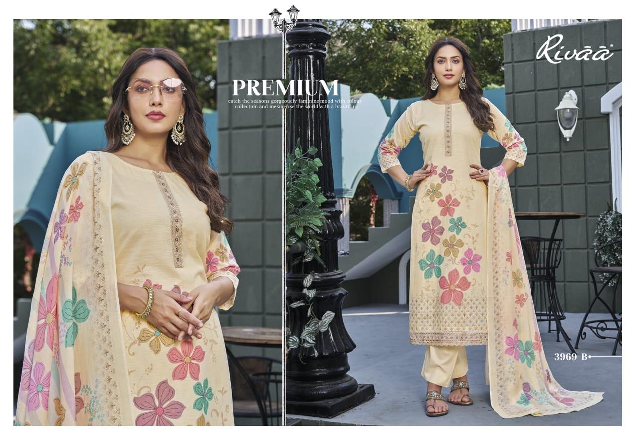 Nadiya 2 Rivaa Linen Pant Style Suits Supplier India