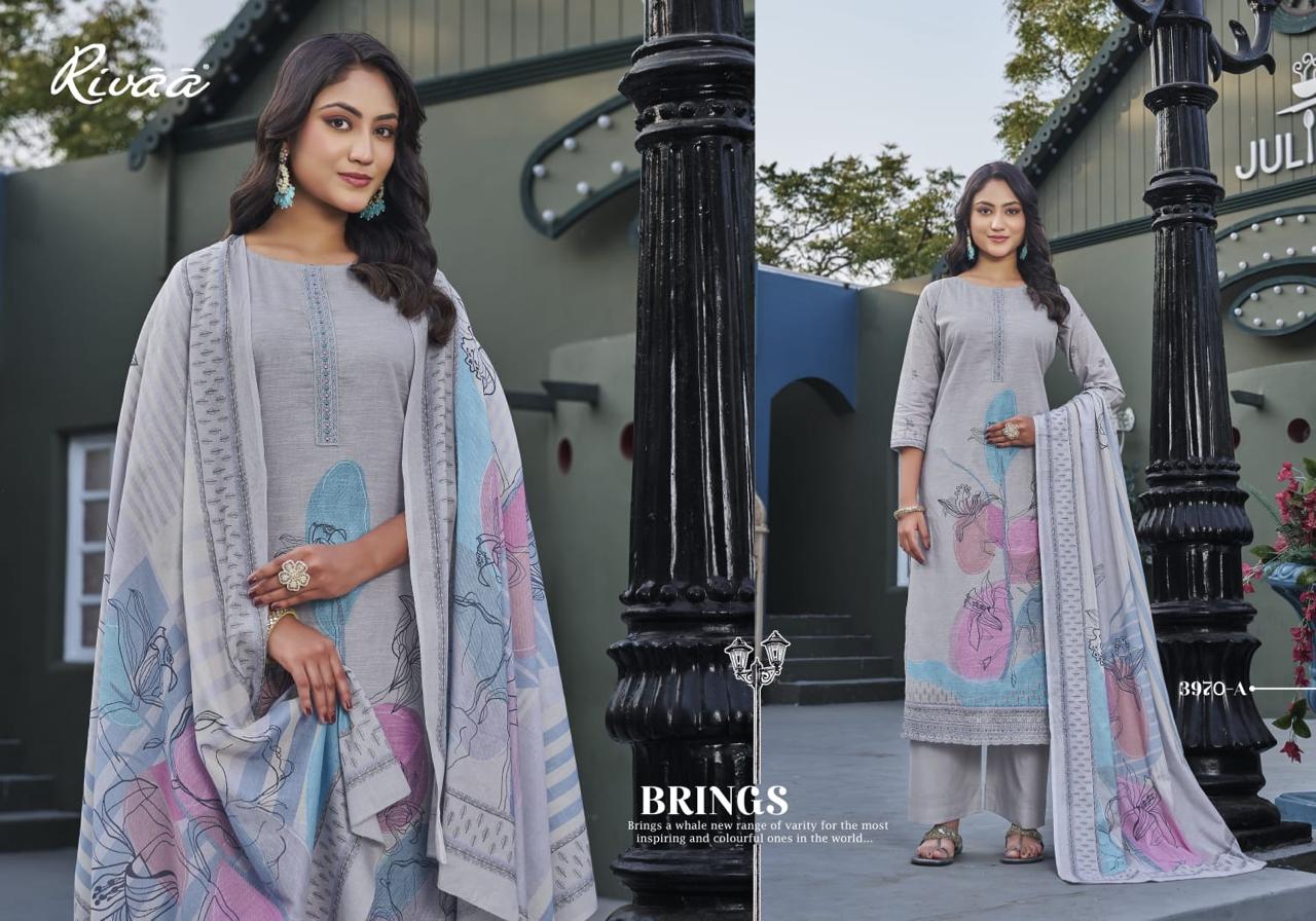 Nadiya 2 Rivaa Linen Pant Style Suits Supplier India