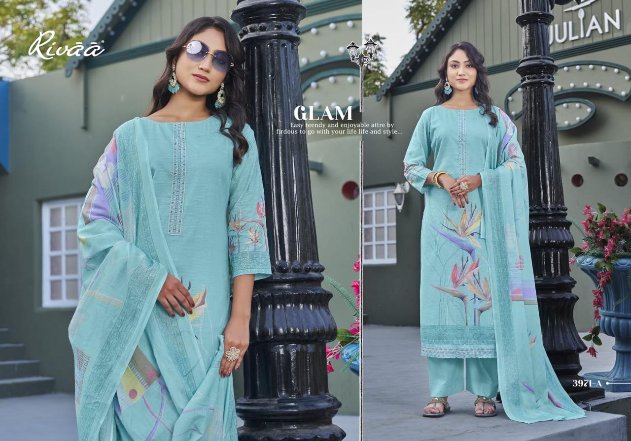 Nadiya 2 Rivaa Linen Pant Style Suits Supplier India