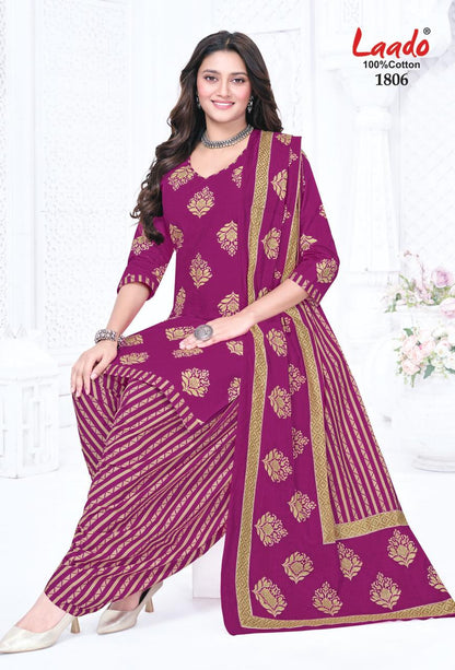 Nadiya Patiyala Vol 18 Laado Cotton Dress Material Exporter Ahmedabad