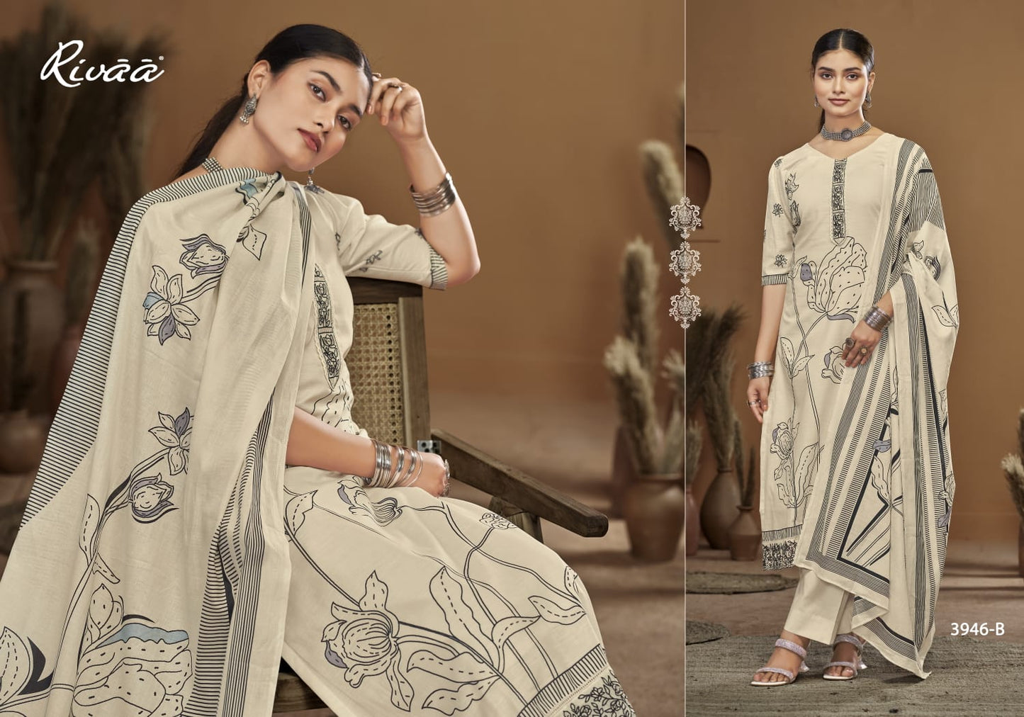 Nadiya Rivaa Linen Pant Style Suits Wholesaler Gujarat